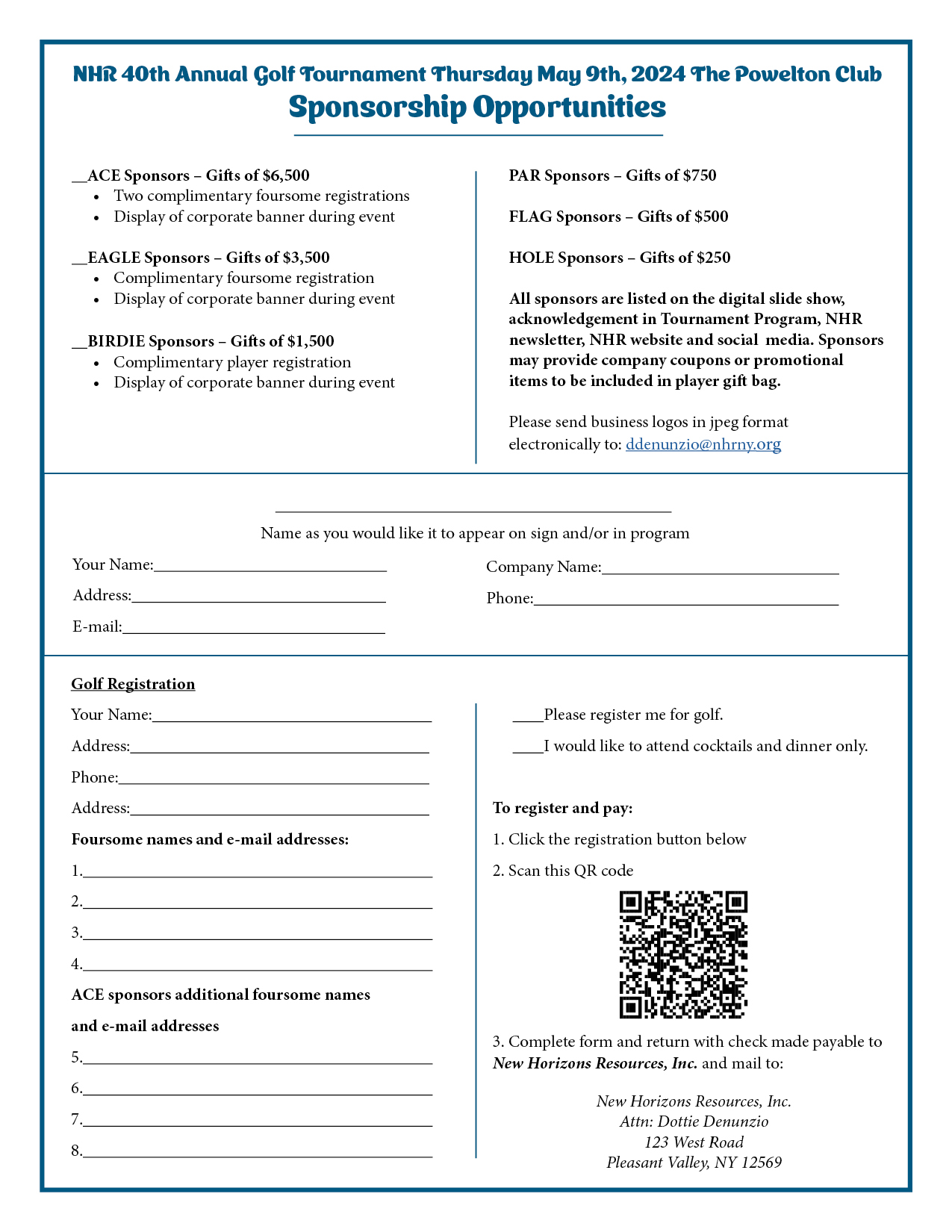 Golf sponsorshiip registation form page 2